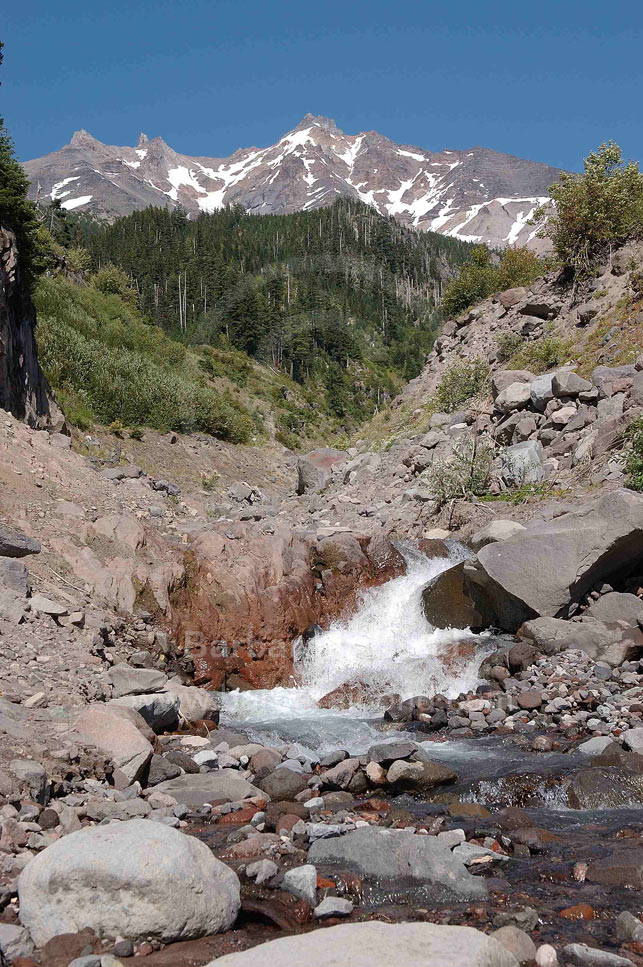 Looking at Mount Jefferson from Milk Creek, Mount Jefferson Wilderness, Oregon