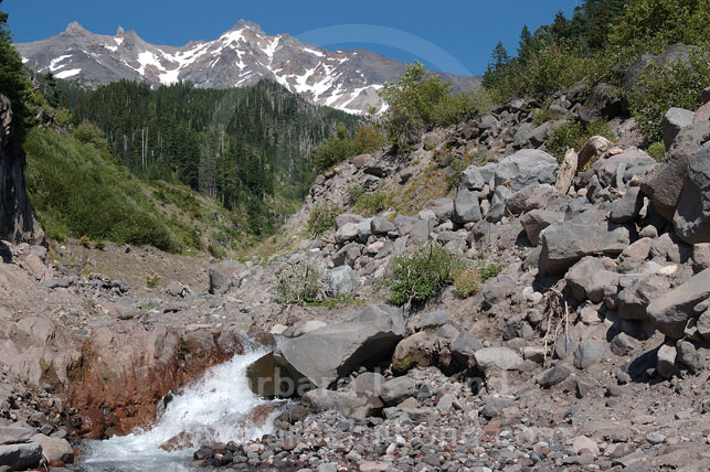 Looking at Mount Jefferson from Milk Creek, Mount Jefferson Wilderness, Oregon